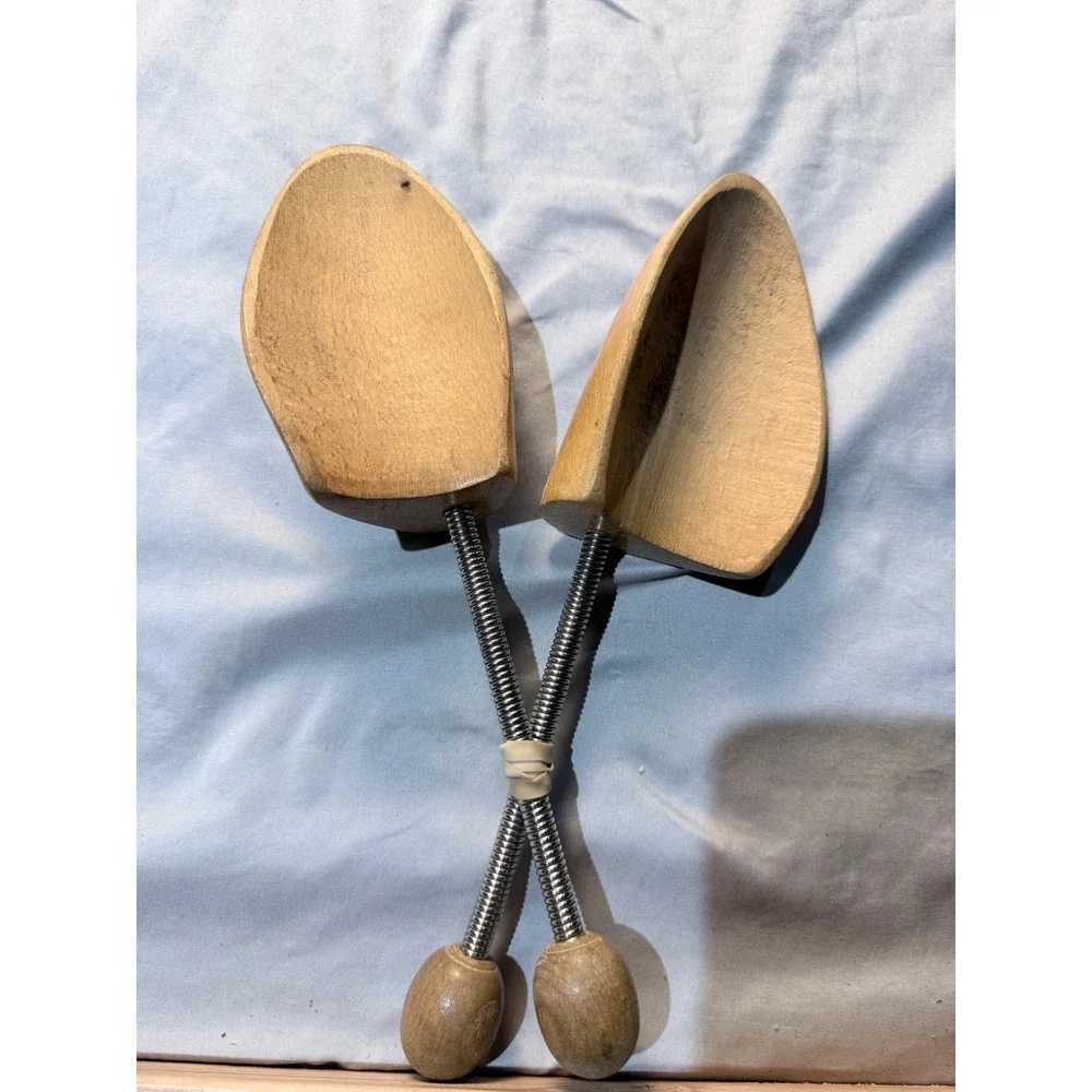 Vintage German Wood and Metal Spring Coil Shoe‎ Trees